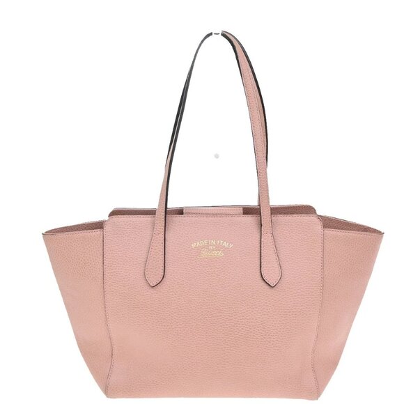 GUCCI GG Logo Swing Shoulder Hand Tote Bag Leather Pink GHW Italy 398-082025 - Picture 1 of 15